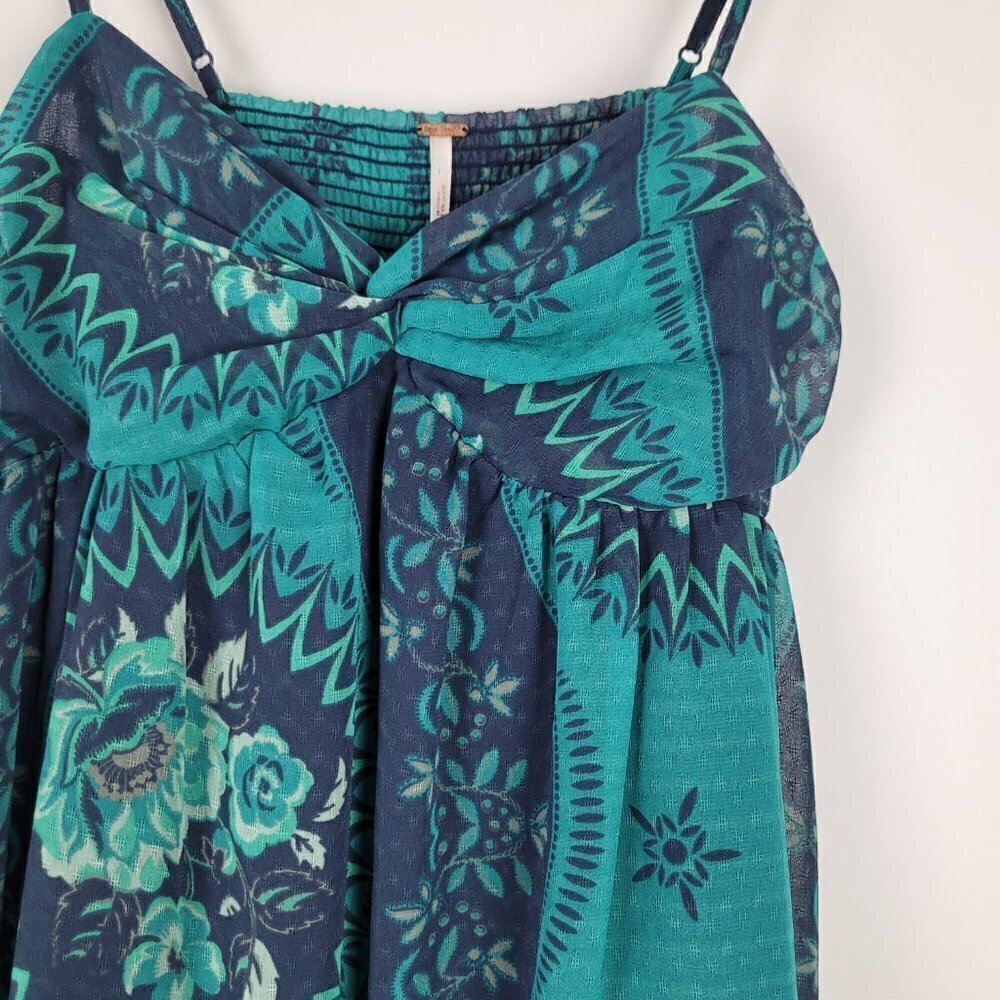 Free People Eternal Spring Twist Mini Baby Doll Dress Navy Blue Combo S - Picture 9 of 13